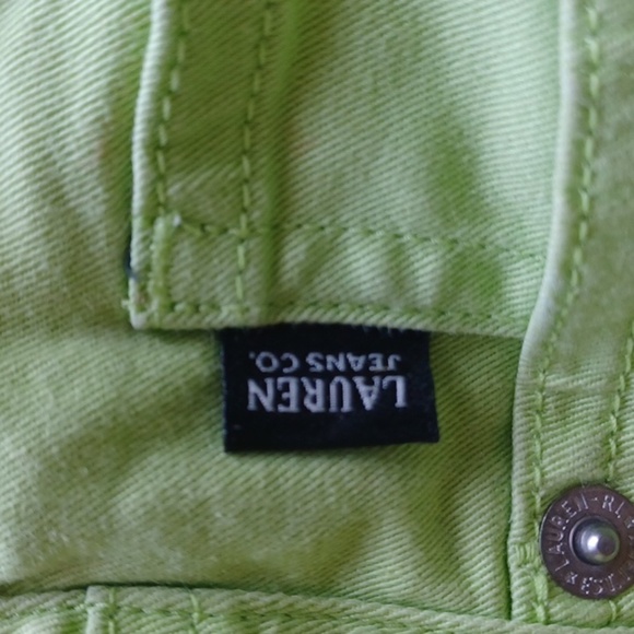 Lauren Ralph Lauren Stretch Ankle Jeans, Lime Green Size 12, 11" Rise, 25"Inseam - Picture 5 of 8